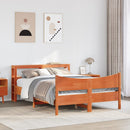 sengeramme med sengegavl 160x200 cm massivt fyrretræ gyldenbrun