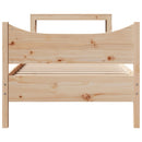 sengeramme med sengegavl 75x190 cm massivt fyrretræ