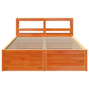 sengeramme med sengegavl 150x200 cm massivt fyrretræ gyldenbrun