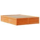 sengeramme med sengegavl 140x200 cm massivt fyrretræ gyldenbrun