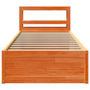 sengeramme med sengegavl 100x200 cm massivt fyrretræ gyldenbrun