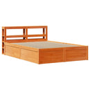 sengeramme med sengegavl 140x190 cm massivt fyrretræ gyldenbrun
