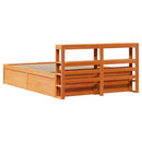 sengeramme med sengegavl 140x190 cm massivt fyrretræ gyldenbrun
