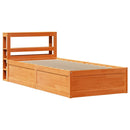 sengeramme med sengegavl 75x190 cm massivt fyrretræ gyldenbrun