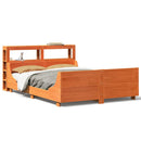 sengeramme uden madras 135x190 cm massivt fyrretræ brun