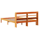 sengeramme med sengegavl 135x190 cm massivt fyrretræ gyldenbrun