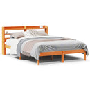 sengeramme med sengegavl 140x190 cm massivt fyrretræ gyldenbrun
