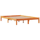 sengeramme med sengegavl 140x190 cm massivt fyrretræ gyldenbrun