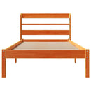 sengeramme med sengegavl 100x200 cm massivt fyrretræ gyldenbrun