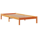 sengeramme med sengegavl 100x200 cm massivt fyrretræ gyldenbrun