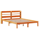 sengeramme med sengegavl 150x200 cm massivt fyrretræ gyldenbrun