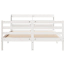 sengeramme med sengegavl 150x200 cm massivt fyrretræ hvid