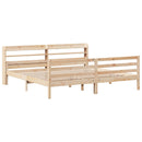 sengeramme med sengegavl 200x200 cm massivt fyrretræ