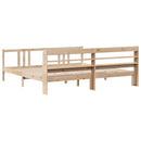 sengeramme med sengegavl 200x200 cm massivt fyrretræ