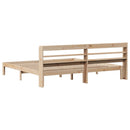 sengeramme med sengegavl 200x200 cm massivt fyrretræ