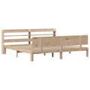 sengeramme med sengegavl 200x200 cm massivt fyrretræ