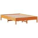 sengeramme uden madras 135x190 cm massivt fyrretræ brun