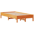 sengeramme uden madras 75x190 cm massivt fyrretræ gyldenbrun