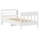 sengeramme uden madras 75x190 cm massivt fyrretræ hvid