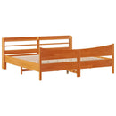 sengeramme med sengegavl 200x200 cm massivt fyrretræ gyldenbrun
