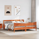 sengeramme med sengegavl 180x200 cm massivt fyrretræ gyldenbrun