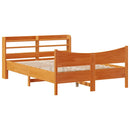 sengeramme med sengegavl 160x200 cm massivt fyrretræ gyldenbrun
