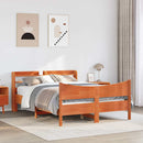 sengeramme med sengegavl 150x200 cm massivt fyrretræ gyldenbrun