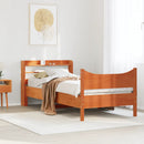 sengeramme med sengegavl 75x190 cm massivt fyrretræ gyldenbrun