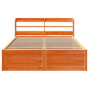 sengeramme med sengegavl 150x200 cm massivt fyrretræ gyldenbrun