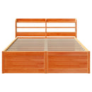 sengeramme med sengegavl 140x200 cm massivt fyrretræ gyldenbrun