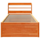 sengeramme med sengegavl 100x200 cm massivt fyrretræ gyldenbrun
