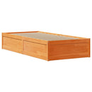 sengeramme med sengegavl 100x200 cm massivt fyrretræ gyldenbrun