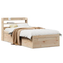 sengeramme med sengegavl 75x190 cm massivt fyrretræ