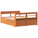 sengeramme uden madras 135x190 cm massivt fyrretræ brun