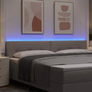 LED sengegavl med LED-lysstrimler Gråbrun 200 cm Stof
