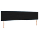 LED sengegavl med LED-lysstrimler Blå 200 cm Stof