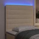 LED sengegavl med LED-lysstrimler Creme 80 cm Stof