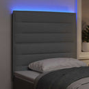 LED sengegavl med LED-lysstrimler Lysegrå 90 cm Stof