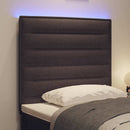 LED sengegavl med LED-lysstrimler Mørk Brun 90 cm Stof