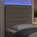 LED sengegavl med LED-lysstrimler Gråbrun 100 cm Stof