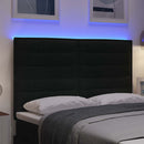 LED sengegavl med LED-lysstrimler Sort 144 cm Stof