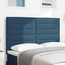 LED sengegavl med LED-lysstrimler Blå 144 cm Stof