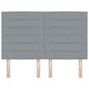 LED sengegavl med LED-lysstrimler Lysegrå 160 cm Stof