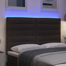 LED sengegavl med LED-lysstrimler Mørk Brun 160 cm Stof