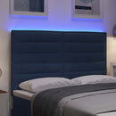 LED sengegavl med LED-lysstrimler Blå 160 cm Stof