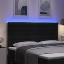 LED sengegavl med LED-lysstrimler Sort 180 cm Stof