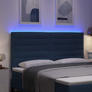 LED sengegavl med LED-lysstrimler Blå 180 cm Stof