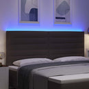 LED sengegavl med LED-lysstrimler Mørk Brun 200 cm Stof