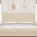 LED sengegavl med LED-lysstrimler Creme 200 cm Stof