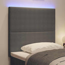 LED sengegavl med LED-lysstrimler Lysegrå 80 cm Velourstof